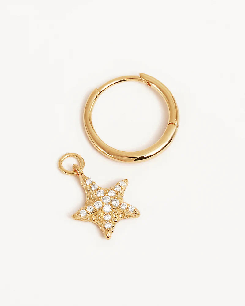 By Charlotte By The Sea Crystal Starfish Hoops in 18K Gold Vermeil