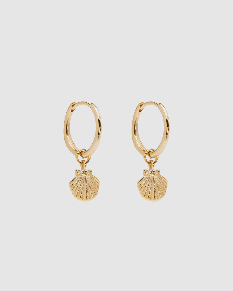 By Charlotte By The Shore Shell Hoops in 18K Gold Vermeil