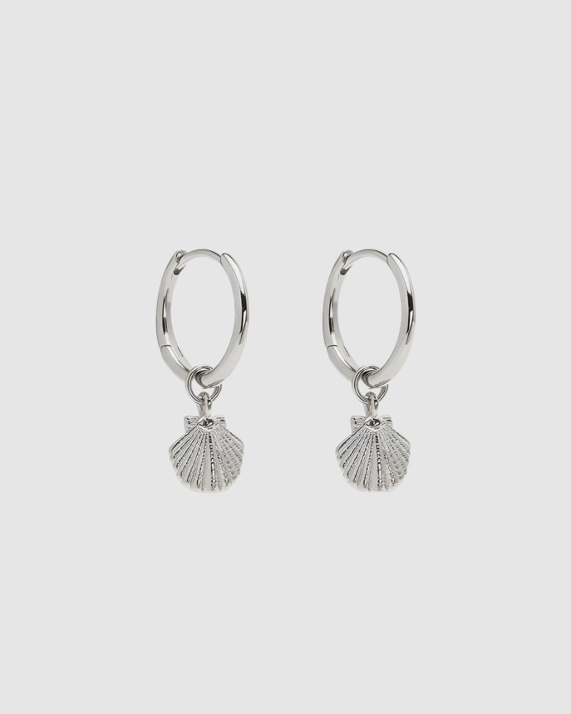 By Charlotte By The Shore Shell Hoops in Silver