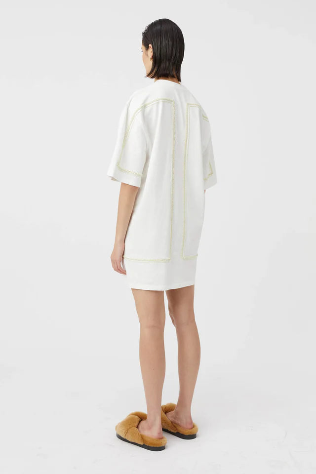 Camilla and Marc Fortuna Mini Tee Dress in Soft White and Lemon Milk