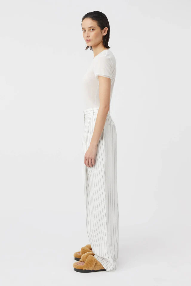 Camilla and Marc Jagger Trouser in White Pinstripe