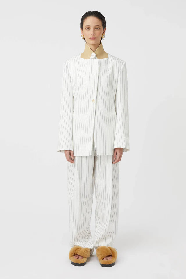 Camilla and Marc Jagger Blazer in White Pinstripe