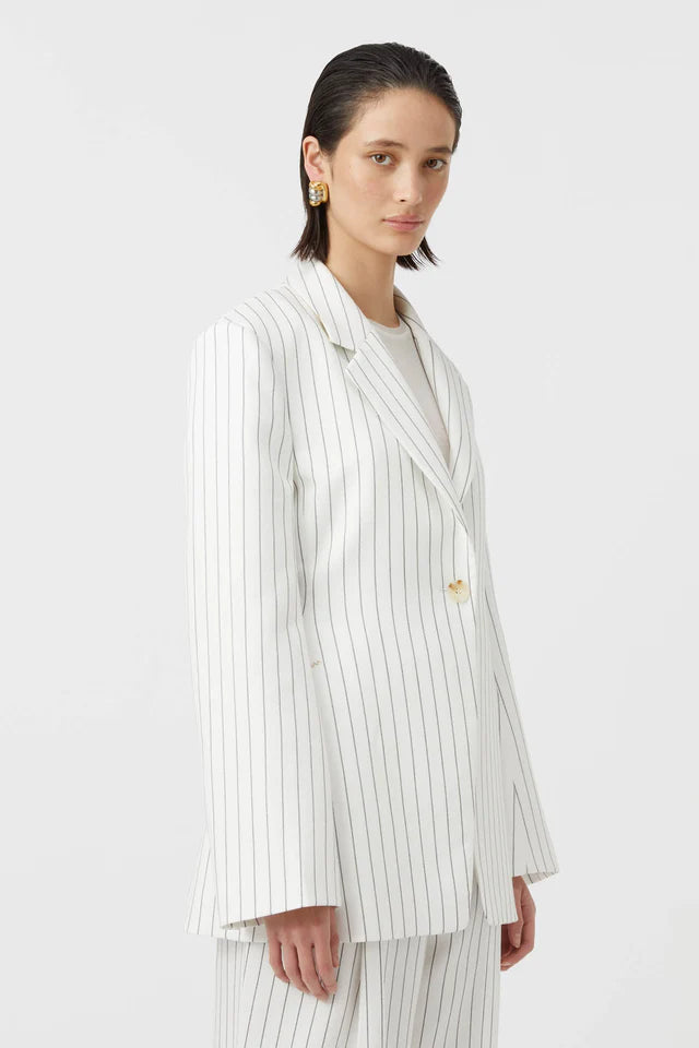 Camilla and Marc Jagger Blazer in White Pinstripe