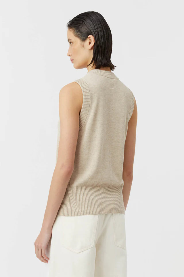 Camilla and Marc Macie Sleeveless Cardigan in Oatmeal Melange