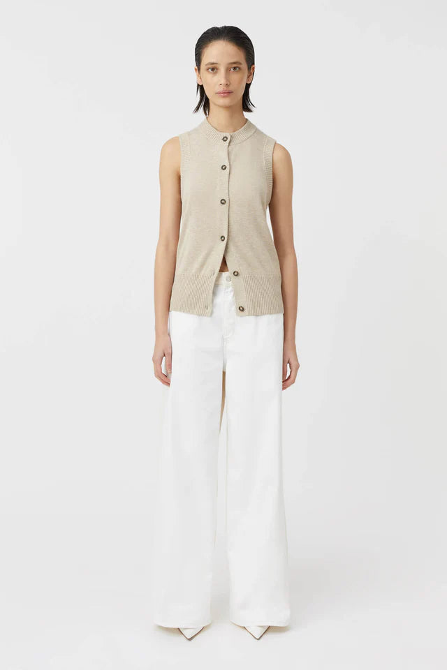 Camilla and Marc Macie Sleeveless Cardigan in Oatmeal Melange