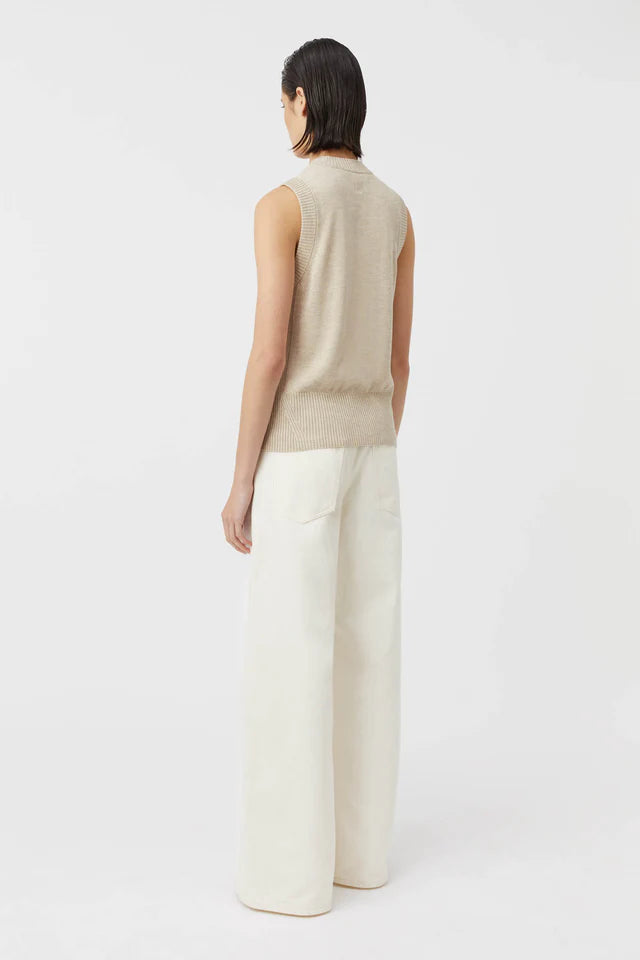 Camilla and Marc Macie Sleeveless Cardigan in Oatmeal Melange