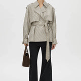 Camilla and Marc Burdock Check Trench Jacket in Birch Check