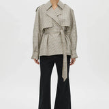 Camilla and Marc Burdock Check Trench Jacket in Birch Check