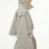 Camilla and Marc Burdock Check Trench Jacket in Birch Check