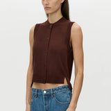 Camilla and Marc Cardinal Sleeveless Cardigan in Chocolate