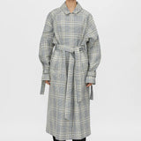Camilla and Marc Delta Plaid Trench in Khaki Plaid