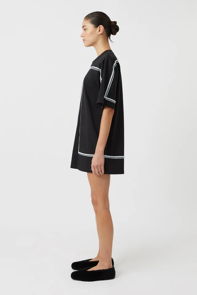 Camilla and Marc Fortuna Mini Tee Dress in Black and Ice Blue