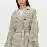 Camilla and Marc Kinetic Tattersal Trench in Taupe Check