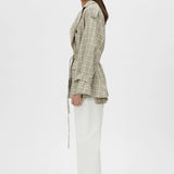Camilla and Marc Kinetic Tattersal Trench in Taupe Check