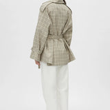 Camilla and Marc Kinetic Tattersal Trench in Taupe Check