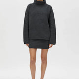Camilla and Marc Rohan Knit Funnel Neck Sweater in Charcoal Melange