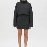 Camilla and Marc Rohan Knit Funnel Neck Sweater in Charcoal Melange