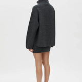Camilla and Marc Rohan Knit Funnel Neck Sweater in Charcoal Melange