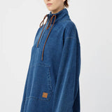 Camilla and Marc Meena Denim Fleece Pullover in Classic Blue