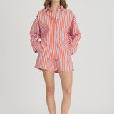 LMND Chiara Long Sleeve Shirt Multi Stripe in Spicy Orange and Himalayan and Blue