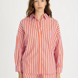 LMND Chiara Long Sleeve Shirt Multi Stripe in Spicy Orange and Himalayan and Blue