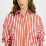 LMND Chiara Long Sleeve Shirt Multi Stripe in Spicy Orange and Himalayan and Blue