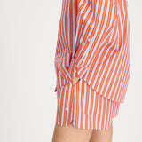LMND Chiara Long Sleeve Shirt Multi Stripe in Spicy Orange and Himalayan and Blue