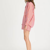 LMND Chiara Long Sleeve Shirt Multi Stripe in Spicy Orange and Himalayan and Blue