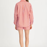 LMND Chiara Long Sleeve Shirt Multi Stripe in Spicy Orange and Himalayan and Blue