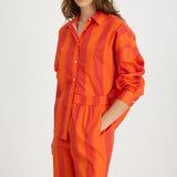 LMND Chiara Long Sleeve Shirt in Spicy Orange Stripe