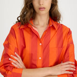 LMND Chiara Long Sleeve Shirt in Spicy Orange Stripe