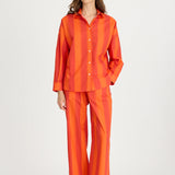 LMND Chiara Long Sleeve Shirt in Spicy Orange Stripe