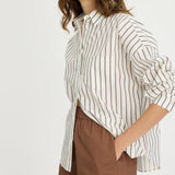 LMND Chiara Long Sleeve Shirt in Vanilla Stripes