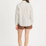 LMND Chiara Long Sleeve Shirt in Vanilla Stripes