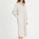 LMND Chiara Maxi Dress in Vanilla and Cinnamon and Ink Blue