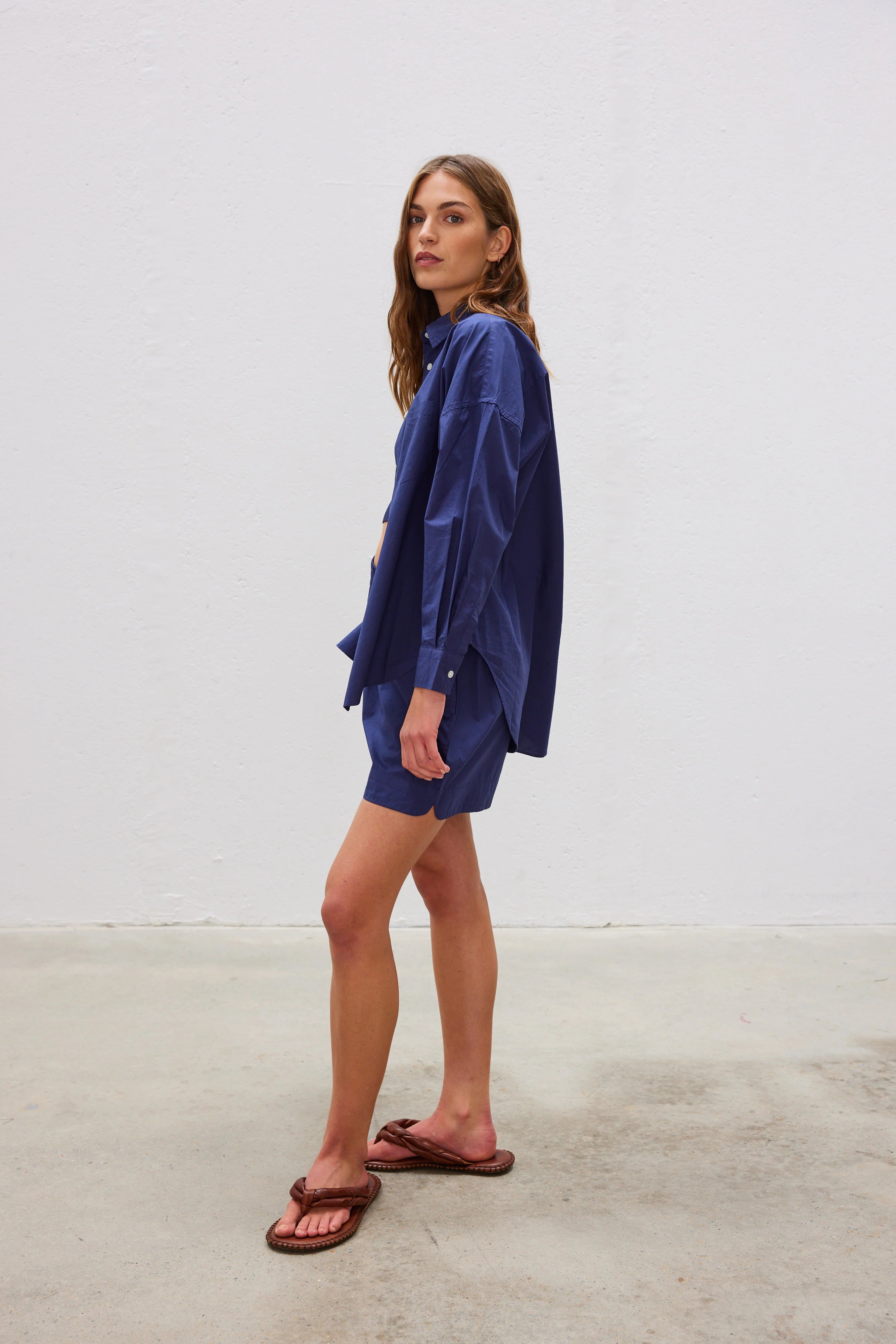 LMND Chiara Long Sleeve Shirt Classic in Navy