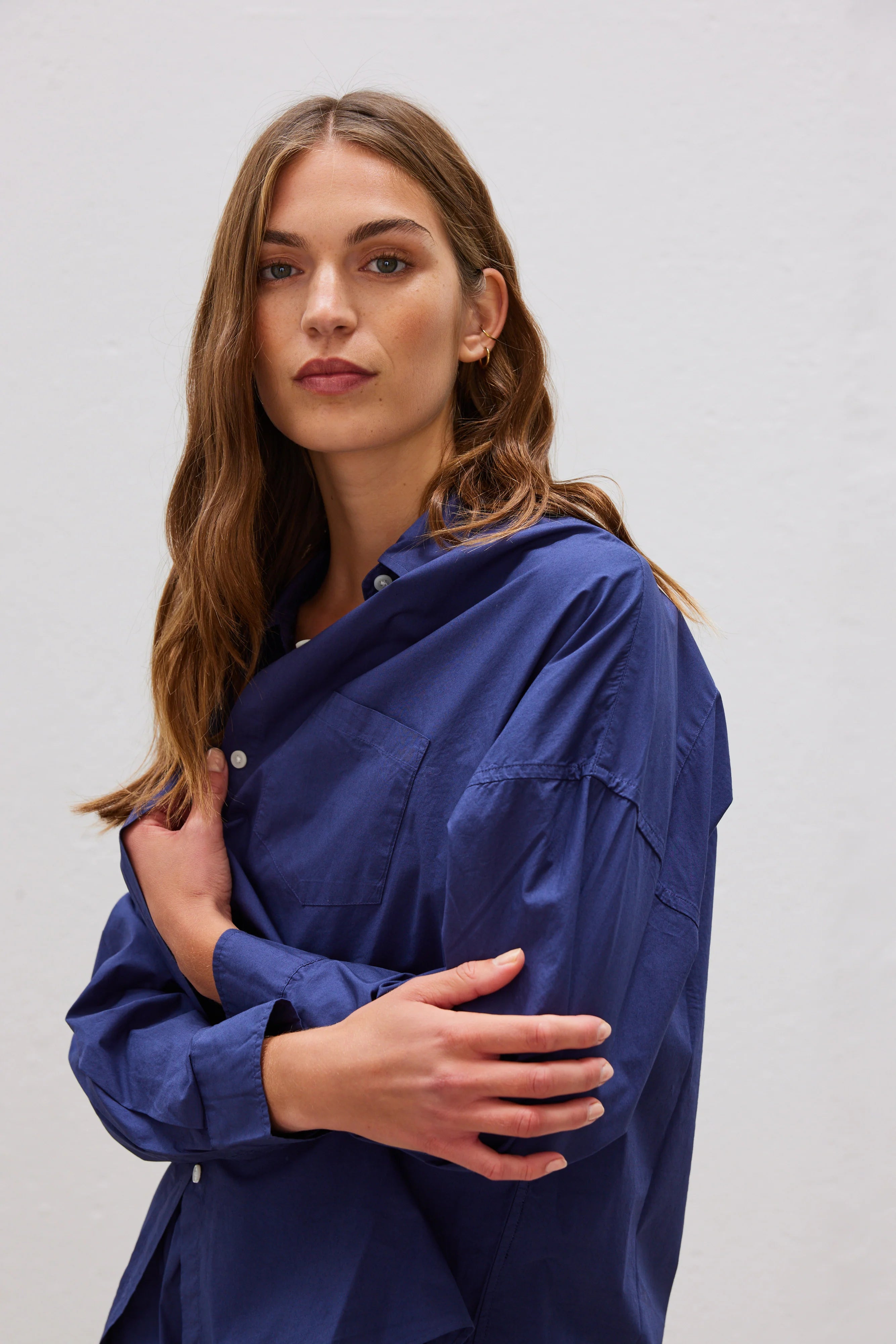 LMND Chiara Long Sleeve Shirt Classic in Navy