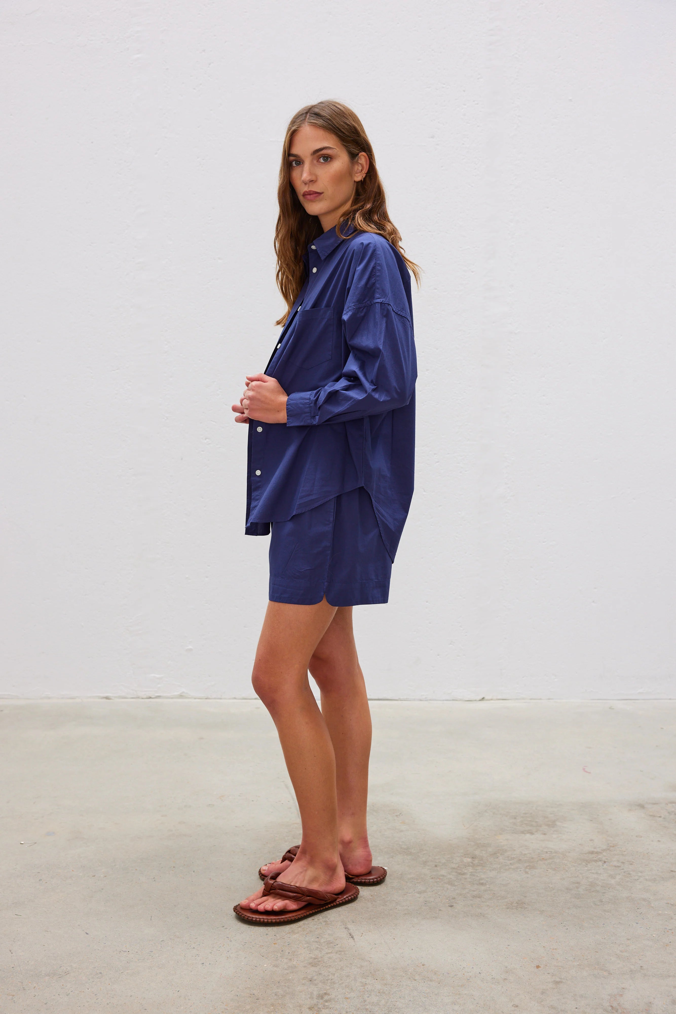 LMND Chiara Long Sleeve Shirt Classic in Navy