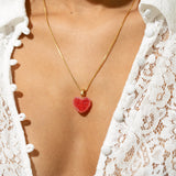 Crystal Haze Jelly Heart Pendant Classic Connector in Watermelon