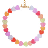 Crystal Haze Jelly Heart Necklace in Rainbow