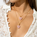 Crystal Haze Jelly Heart Pendant Classic Connector in Baby Pink and Gold Plate