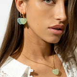 Crystal Haze Jelly Heart Pendant Classic Connector in Pistachio and Gold Plate