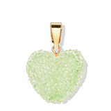Crystal Haze Jelly Heart Pendant Classic Connector in Pistachio and Gold Plate