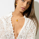 Crystal Haze Jelly Heart Pendant Classic Connector in Sunshine Orange and Gold Plate