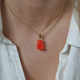 Crystal Haze Nostalgia Bear Classic Connector in Jelly Red and Gold Plate