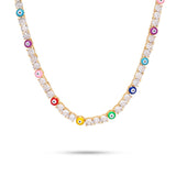 Crystal Haze Serena Necklace x Evil Eye in Rainbow
