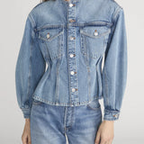 Frame The Nipped Collarless Jacket in Umbria