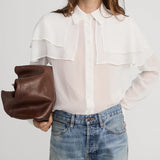 Frame The Silk Cape Blouse in Cream