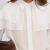 Frame The Silk Cape Blouse in Cream
