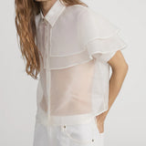 Frame The Organza Cape Top in Cream